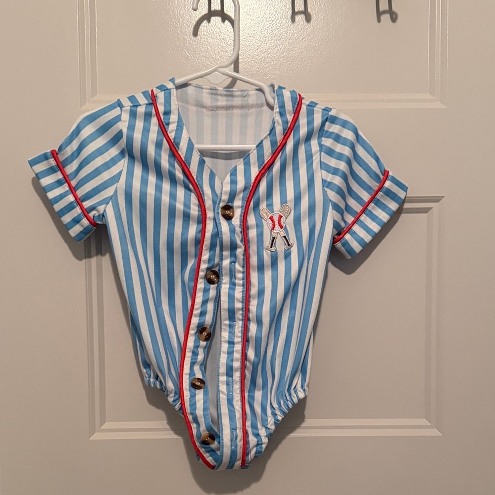 Baseball shirt onesie